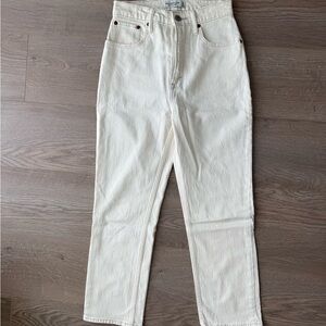 Abercrombie & Fitch White Curve Love Ankle, Straight Ultra High Rise